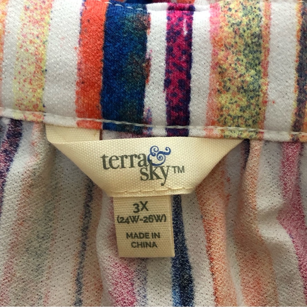 Terra & Sky Button Front Stripe Midi Skirt - 3X - Picture 3 of 10